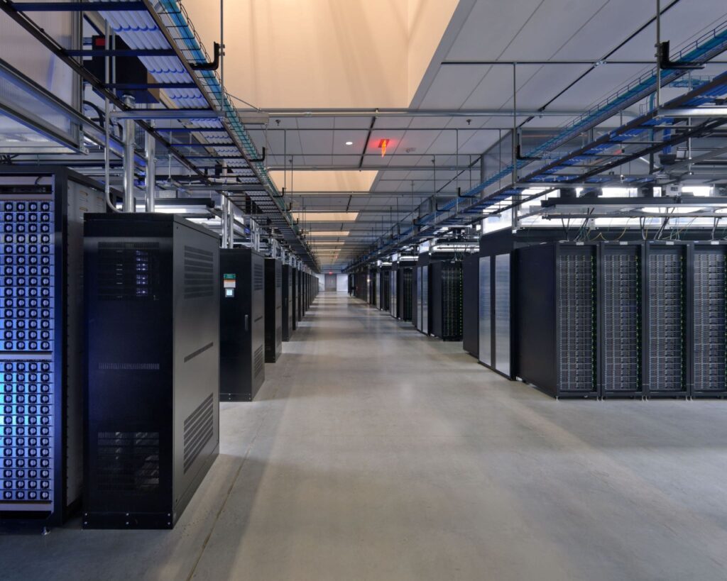 Secure data center corridor with server racks
